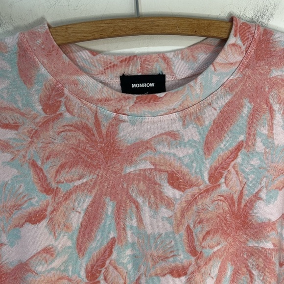 MONROW Tropical Palm Print Sweatshirt Size Small - Picture 6 of 16